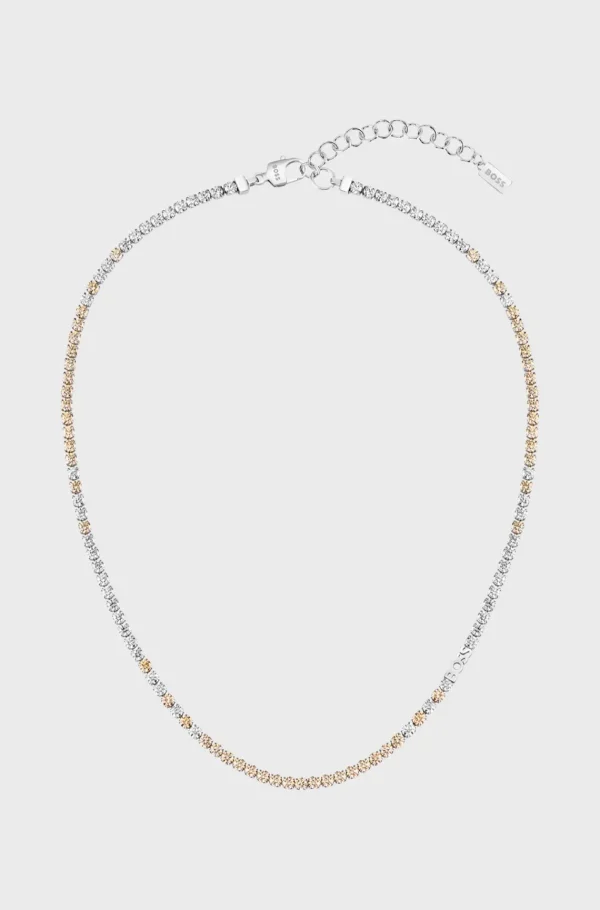 HUGO BOSS Adjustable Necklace With Clear And Champagne-coloured Crystals Sølv Shop