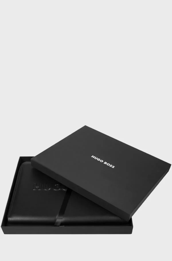 HUGO BOSS A4-konferencemappe I Imiteret Læder Med 3D-logo Sort Cheap