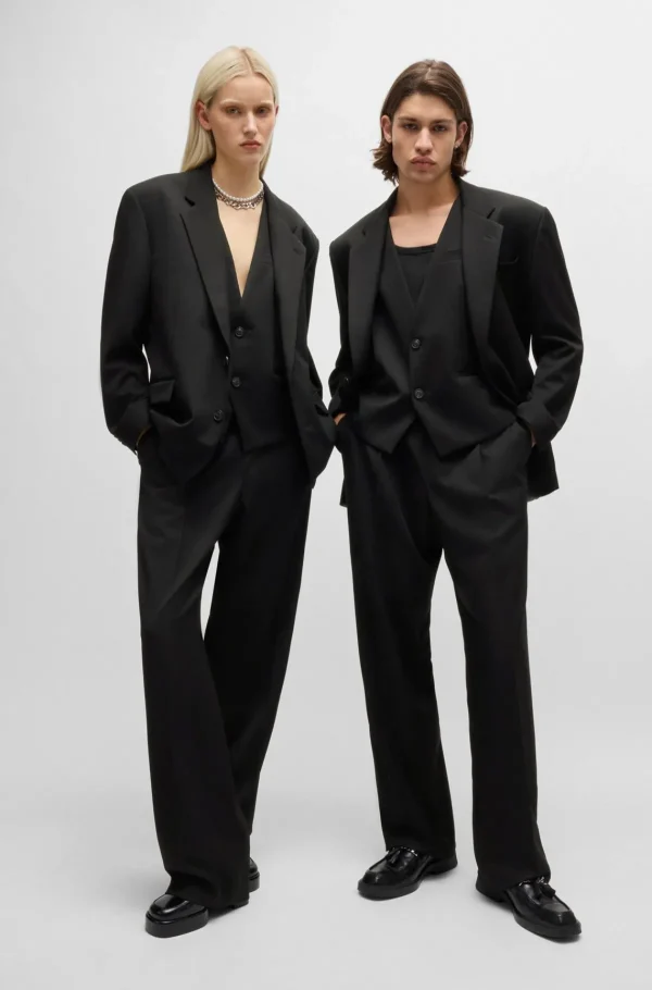 HUGO BOSS All-gender Bukser Med Relaxed Fit Og Elastisk Linning Sort Discount