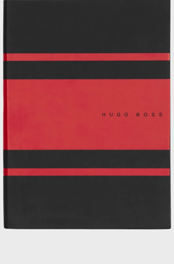 HUGO BOSS A5-notesbog I Imiteret Læder Med Røde Striber Sort/rød Best Sale