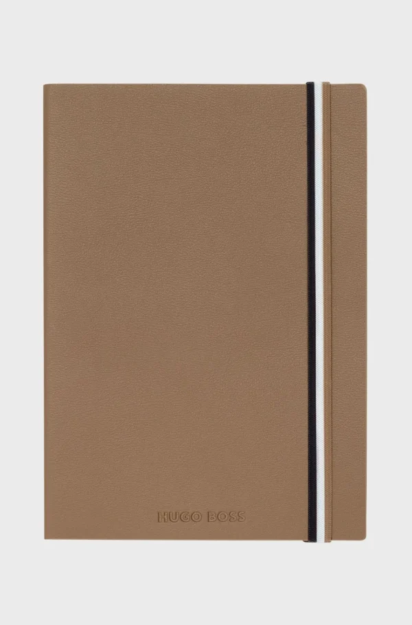HUGO BOSS A5-notesbook I Camelfarvet Imiteret Læder Med Signaturstribet Strop Assorteret-forpakket Hot
