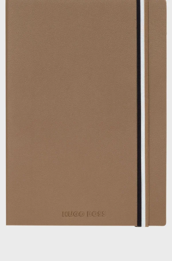 HUGO BOSS A5-notesbook I Camelfarvet Imiteret Læder Med Signaturstribet Strop Assorteret-forpakket Hot