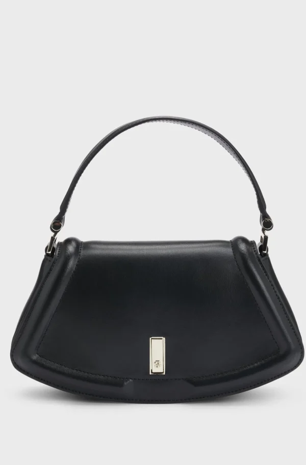 HUGO BOSS Ariell-skuldertaske I Læder Med Dobbelt B-monogram I Metal Sort Online