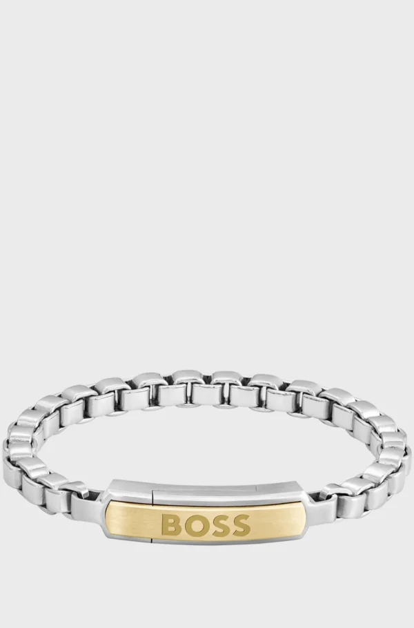 HUGO BOSS Armbånd Med Guldfarvet Logoplade Sølvfarve Best