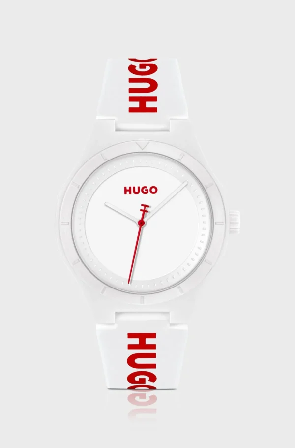 HUGO BOSS Armbåndsur I Mat Med Brandet Silikonerem Hvid Best