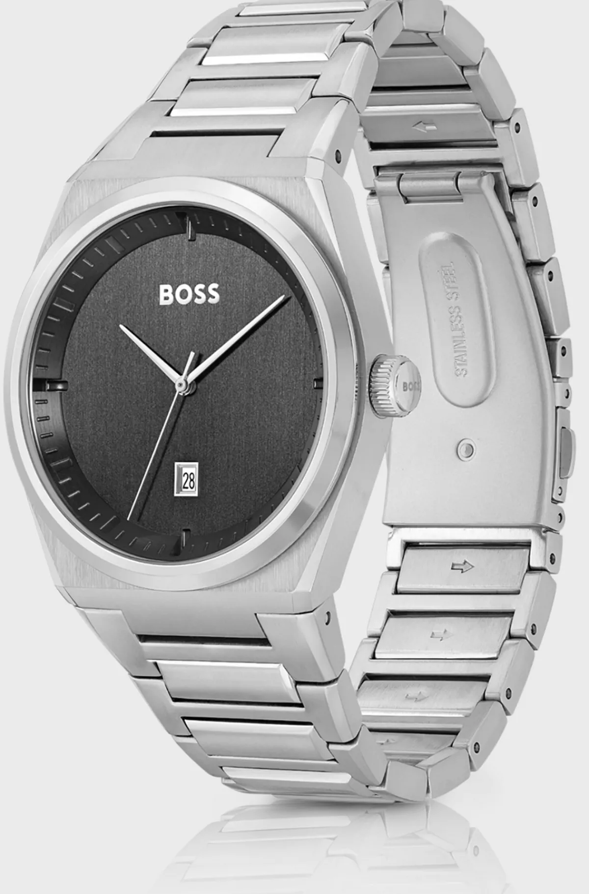 armbndsur_med_kde_og_gr_skive_2.webp HUGO BOSS Armbåndsur Med Kæde Og Grå Skive Sølv Store