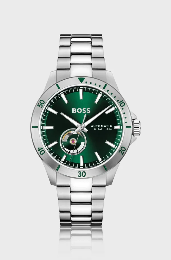 HUGO BOSS Automatisk Ur Af Rustfrit Stål Med Grøn Urskive Sølv Shop