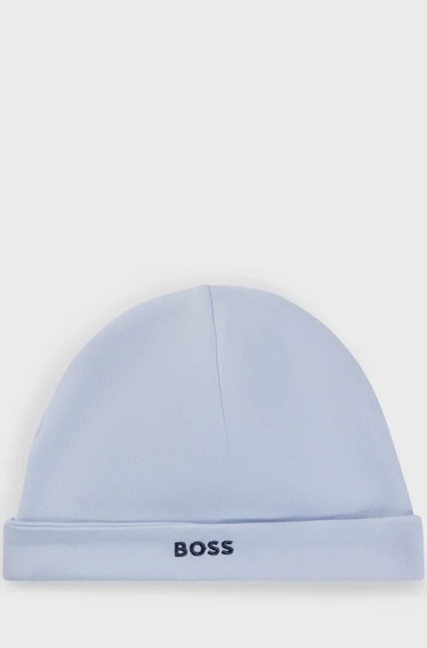 HUGO BOSS Babyhat I Bomuld Med Broderet Logo Lyseblå Online