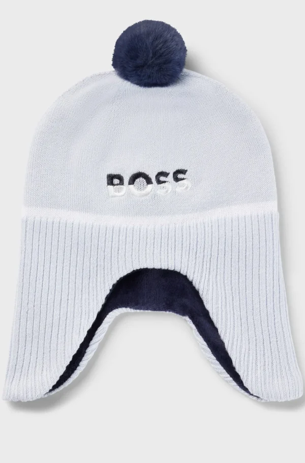 HUGO BOSS Babyhue Med Pompon Og ørevarmere Lyseblå Store