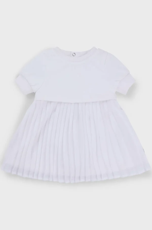 HUGO BOSS Babykjole Med Jerseytop Og Plisseret Skørt Hvid Cheap