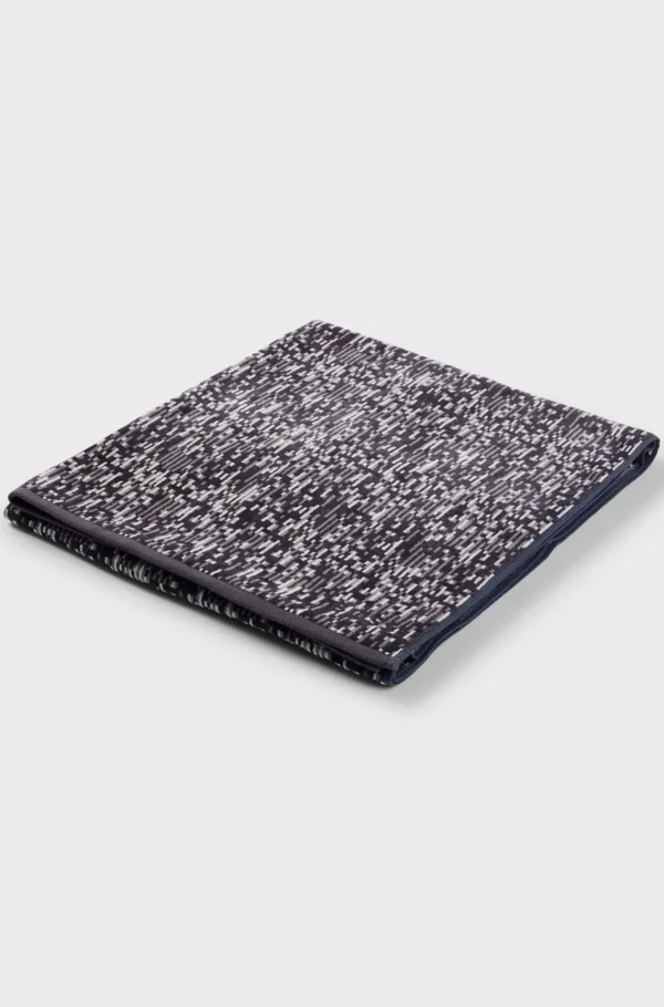 HUGO BOSS Badehåndklæde I Blå Bomuldsjacquard Med Satinkant Mørkegrå Best Sale