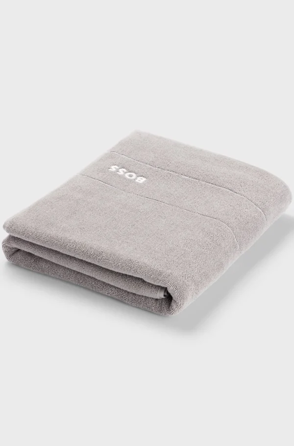 HUGO BOSS Badelagen I Bomuld Med Hvidt Broderi Grå Clearance