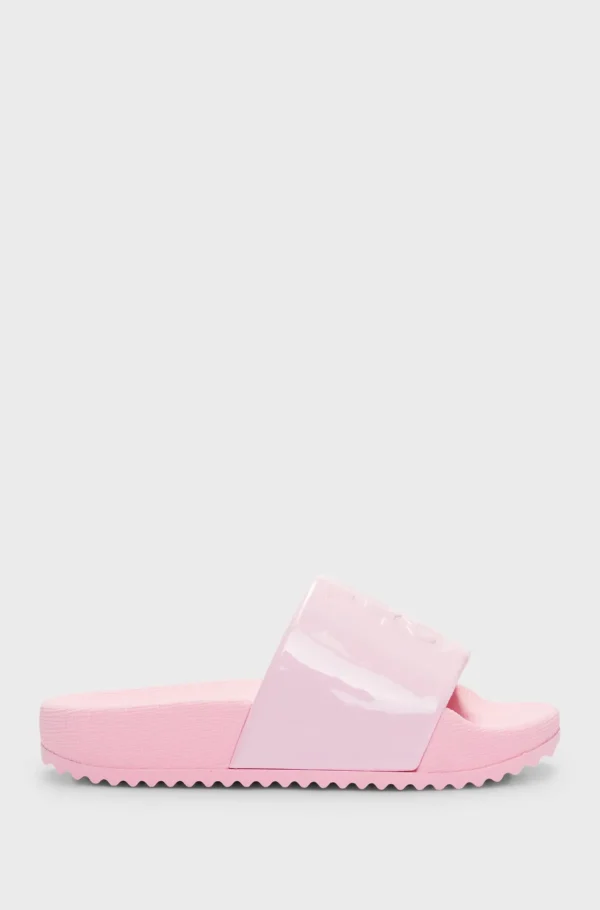 HUGO BOSS Badesandaler Til Børn Med Skinnende Effekt Og Stablet Logo Pink Fashion