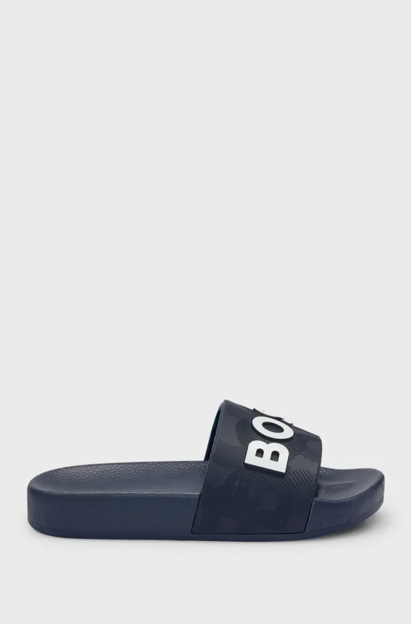 HUGO BOSS Badesandaler Med Kontrastlogoer Til Børn Mørkeblå Sale