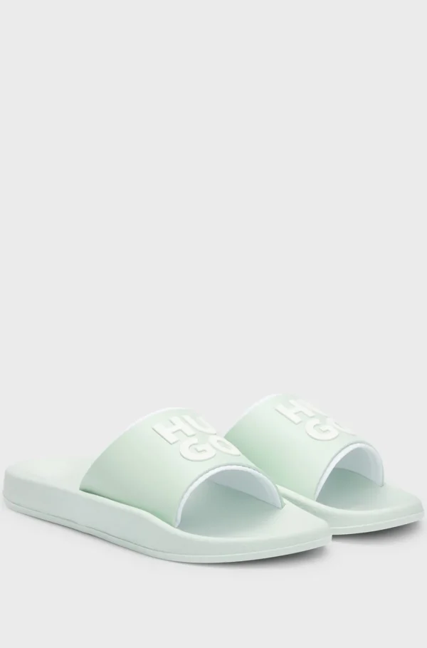 HUGO BOSS Badesandaler Med Logo På Stropperne Lysegrøn Online