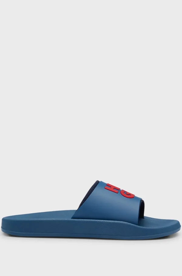 HUGO BOSS Badesandaler Med Logo På Stropperne Blå Cheap