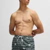HUGO BOSS Badeshorts Med Logoprint Og Løbesnor Grøn Cheap