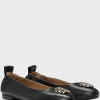 HUGO BOSS Ballerinapumps I Nappalæder Med Dobbelt B-monogram Sort Cheap