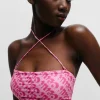 HUGO BOSS Bandeau Bikinitop Med Gentaget Logoprint Lyserød mønstret Outlet