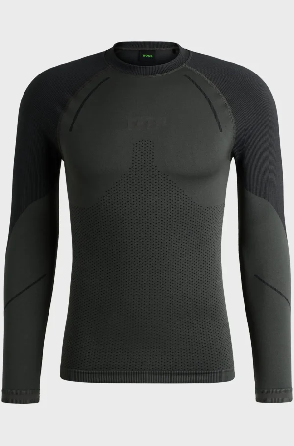 HUGO BOSS Baselayer Med Logoprint Og Uden Sømme Sort Outlet