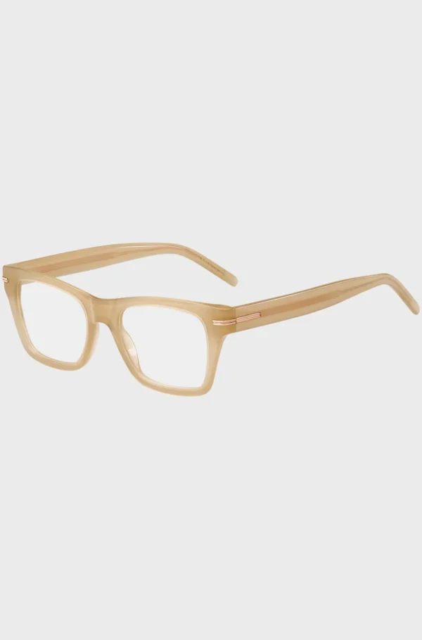HUGO BOSS Acetat-stel Med Guldfarvet Signaturdetalje Til Briller Med Styrke Beige Cheap