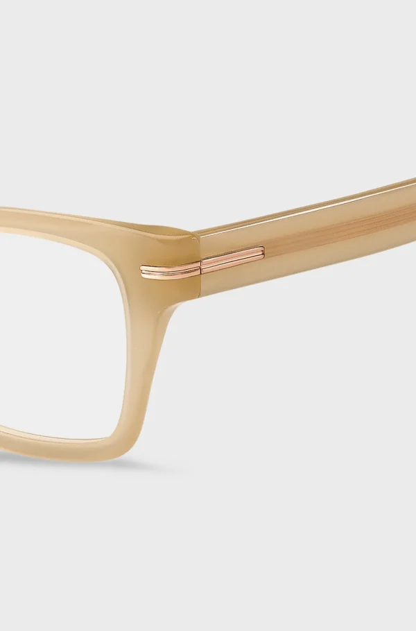 HUGO BOSS Acetat-stel Med Guldfarvet Signaturdetalje Til Briller Med Styrke Beige Cheap