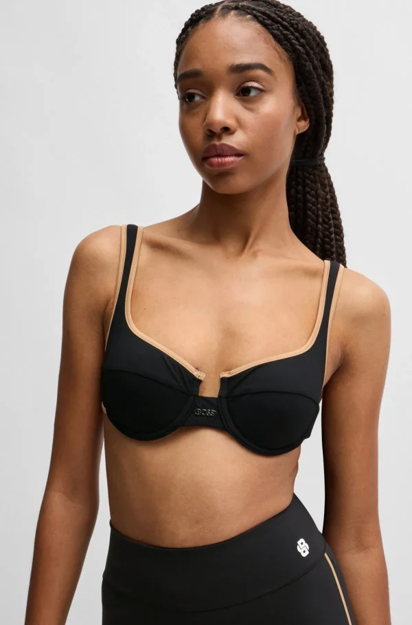 HUGO BOSS Bikinitop Med Indlæg Og Bindesnore I Kontrastfarver Sort Fashion