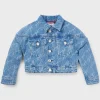HUGO BOSS Blå Denimjakke Med Håndskrevet Logografik Til Børn Mønstret Cheap