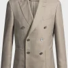HUGO BOSS Blazer Med Slim Fit I Mønstret Ny Uld Lys beige Cheap