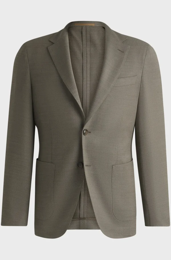 HUGO BOSS Blazer Med Slim Fit I Uldblanding Med Performance-stræk Lysegrøn Shop