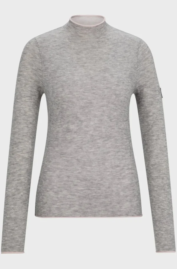 HUGO BOSS Blød Strikket Sweater Til Hestesport Med Tofarvet Effekt Lysegrå New
