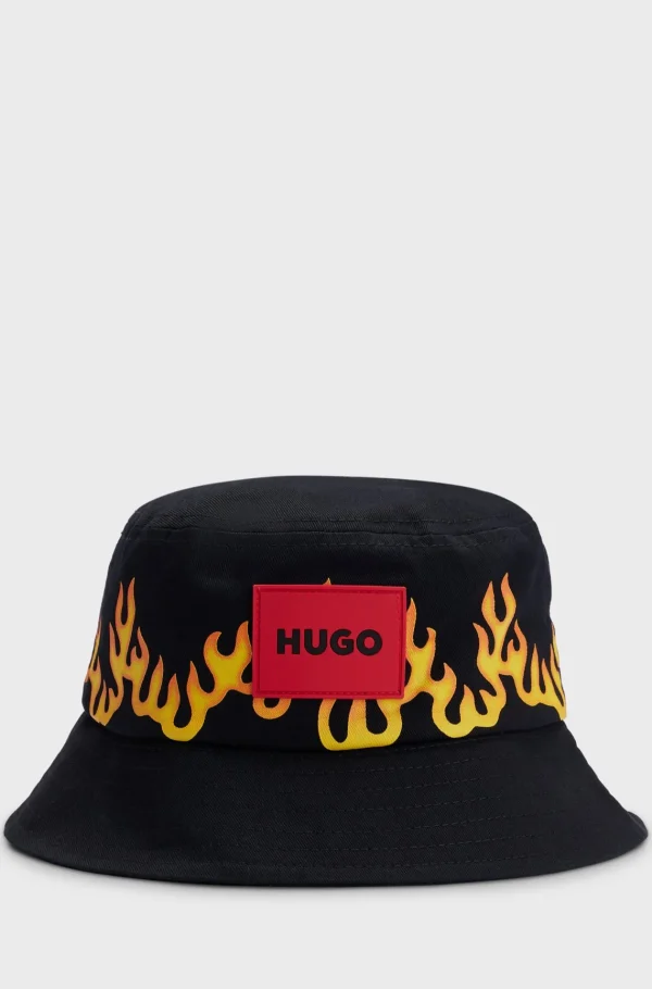 HUGO BOSS Bøllehat Til Børn I Bomuldskanvas Med Flammegrafik Sort Fashion
