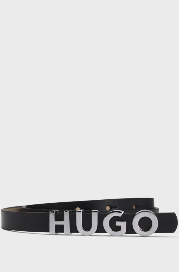 HUGO BOSS Bælte I Italiensk Læder Med Logospænde Sort Flash Sale
