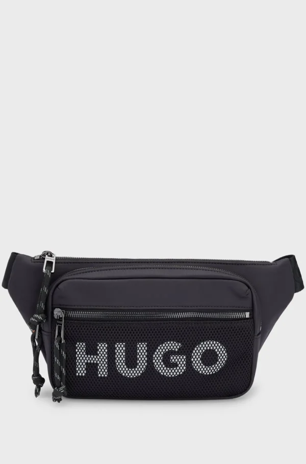 HUGO BOSS Bæltetaske Med Kontrastlogo Og Mesh Sort Clearance