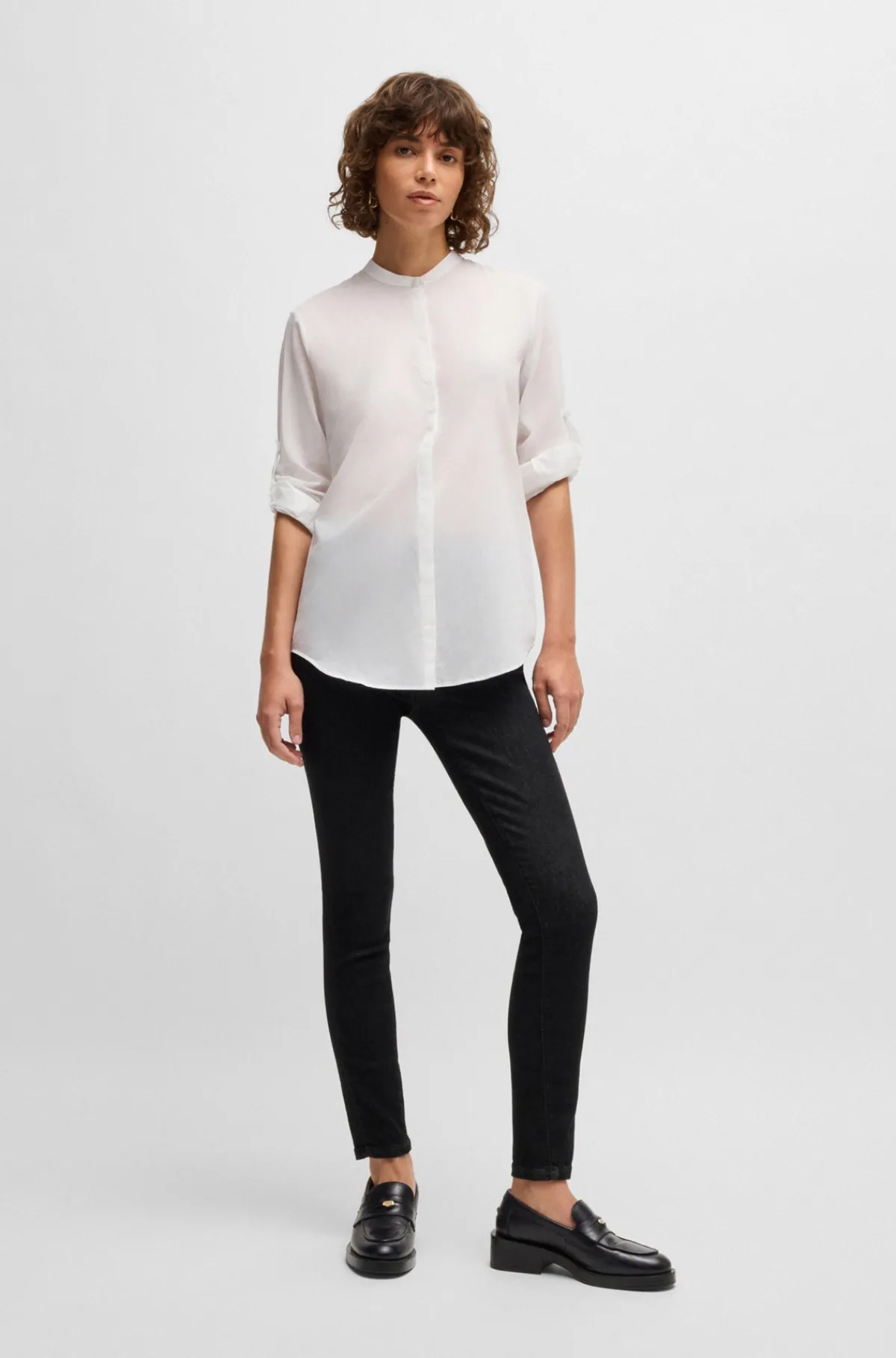 bluse_med_regular_fit_bluse_i_chambray_af_en_bomuldsblanding_4.webp HUGO BOSS Bluse Med Regular Fit Bluse I Chambray Af En Bomuldsblanding Hvid Best