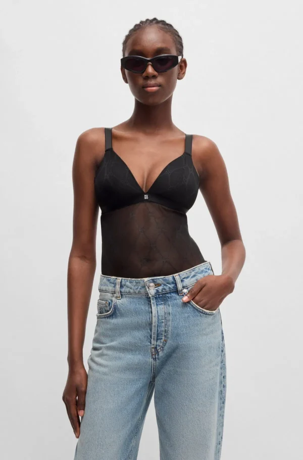 HUGO BOSS Bodysuit Med Kædemønster Og Polstring Sort Best