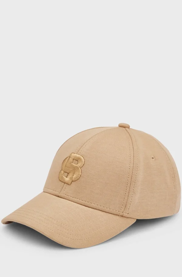 HUGO BOSS Bomuldsblandet Kasket Med Broderet, Dobbelt Monogram Beige Best Sale