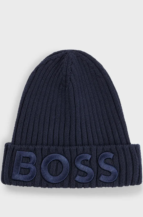 HUGO BOSS Bomuldshue Med Broderet 3D-logo Til Børn Mørkeblå Hot