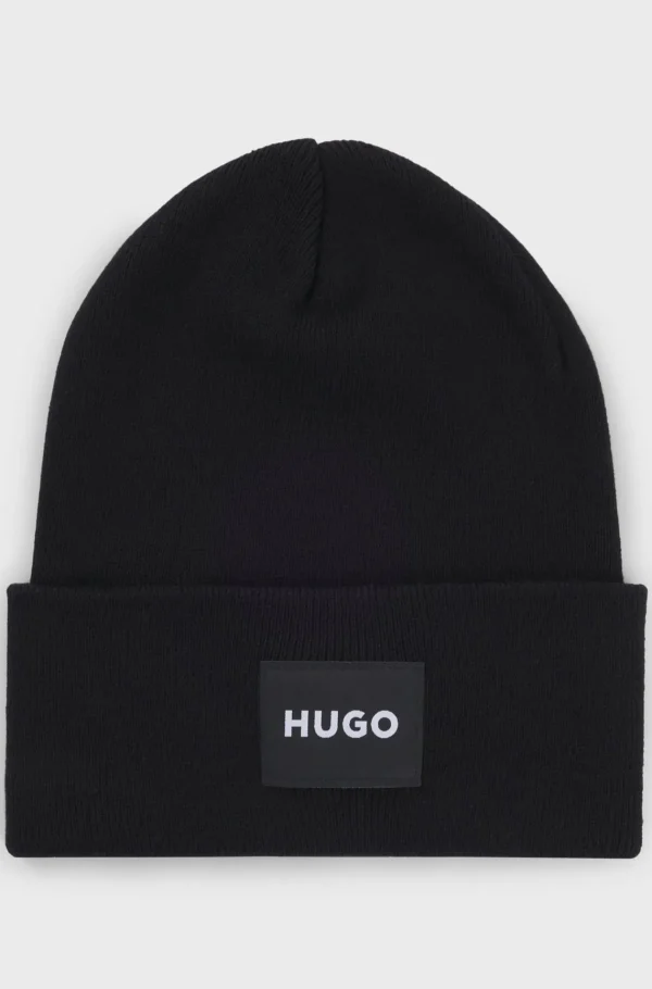 HUGO BOSS Bomuldshue Med Logomærkat Sort Shop