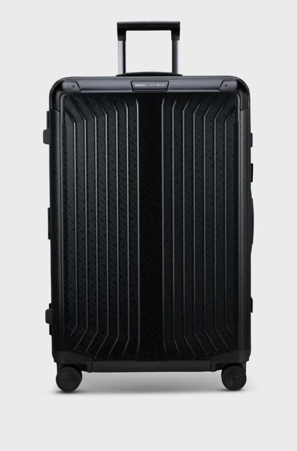 HUGO BOSS BOSS | Samsonite-kuffert I Anodiseret Aluminium Med Monogrammer Sort Best