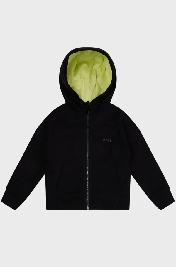 HUGO BOSS BOSS X AJBXNG En Jakke Til Drenge Med Hætte, Lynlås Og Logotryk Sort Cheap