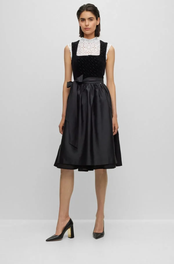 HUGO BOSS BOSS X Kinga Mathe-dirndl-kjole Med Fløjlskjoleliv Med Monogram Sort Sale