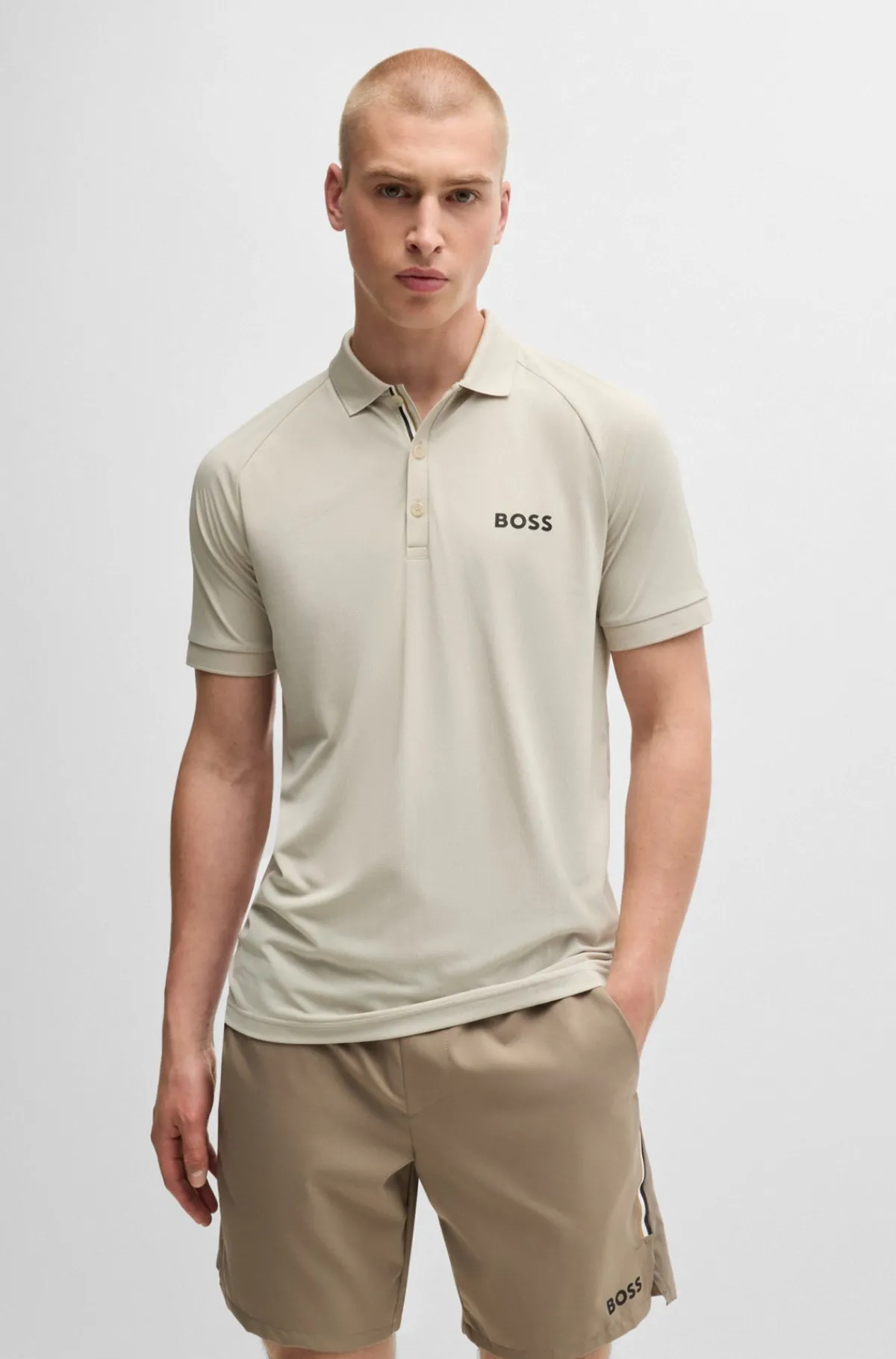 HUGO BOSS BOSS X Matteo Berrettini Poloshirt I Waffle-stof Lys beige Fashion
