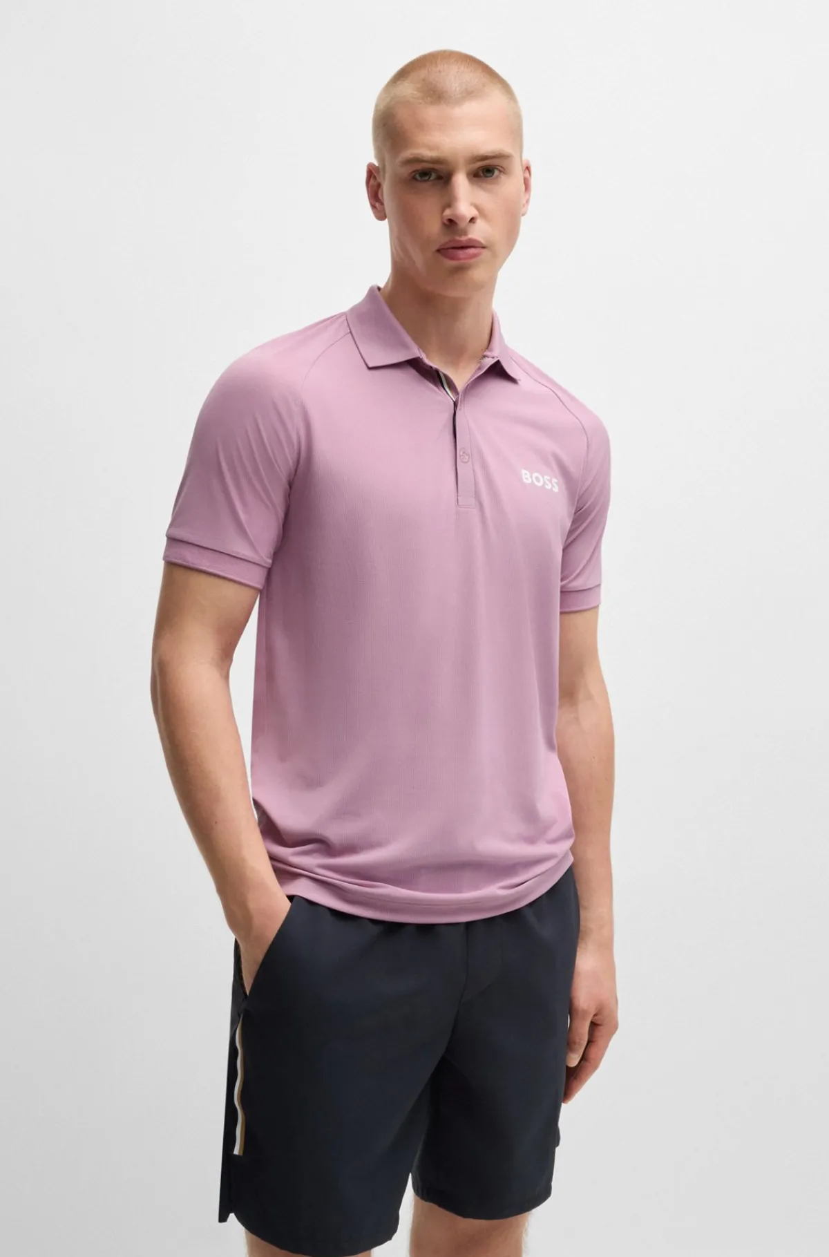 HUGO BOSS BOSS X Matteo Berrettini Poloshirt I Waffle-stof Lyslilla Best Sale