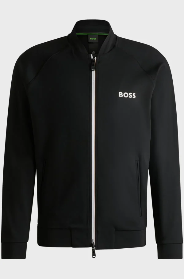 HUGO BOSS BOSS X Matteo Berrettini Sweatshirt Med Logo Og Regular Fit I Gabardine Med Stræk Sort Hot