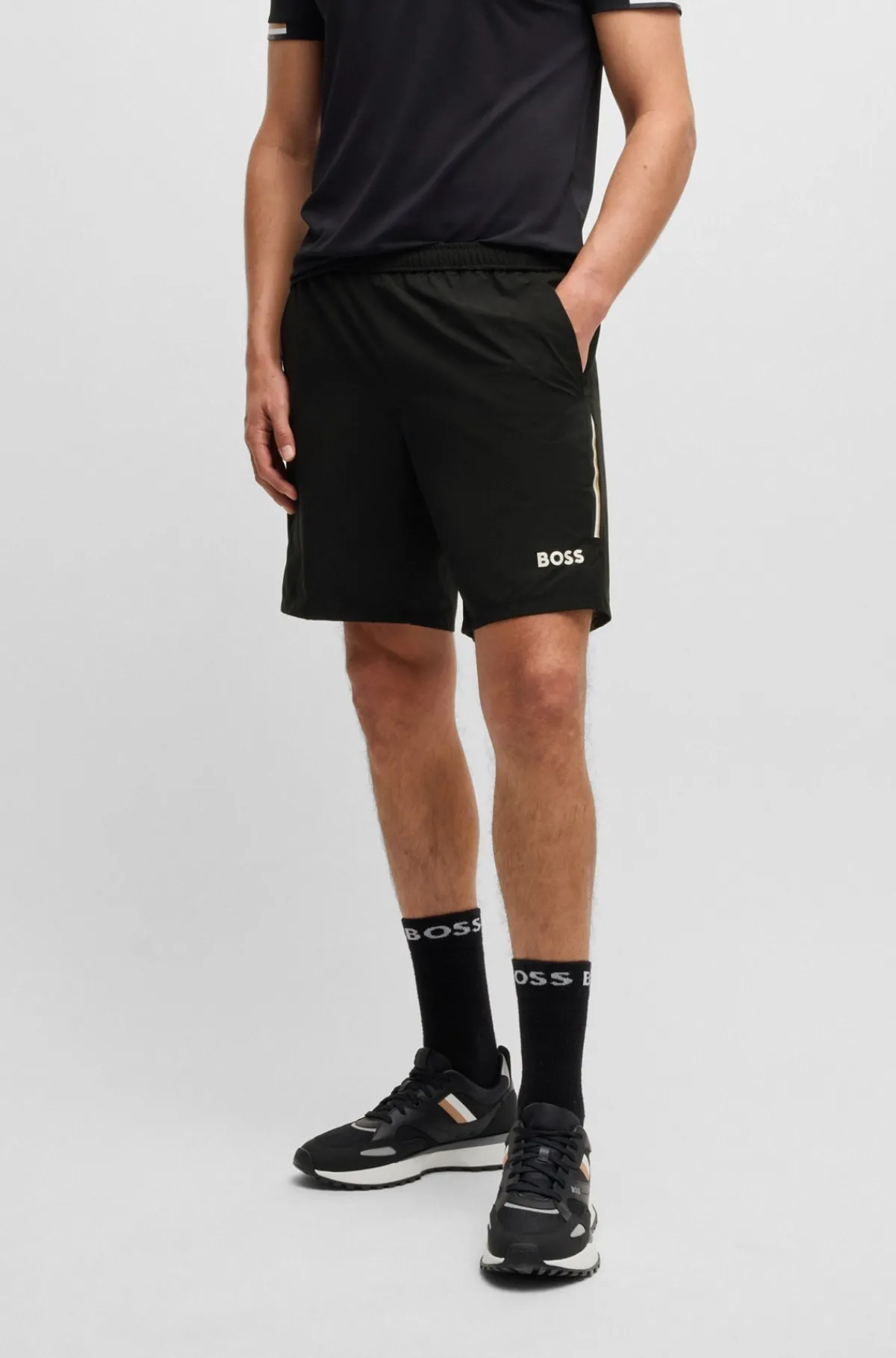 HUGO BOSS BOSS X Matteo Berrettini Tennisshorts Med Firevejsstræk Sort Hot