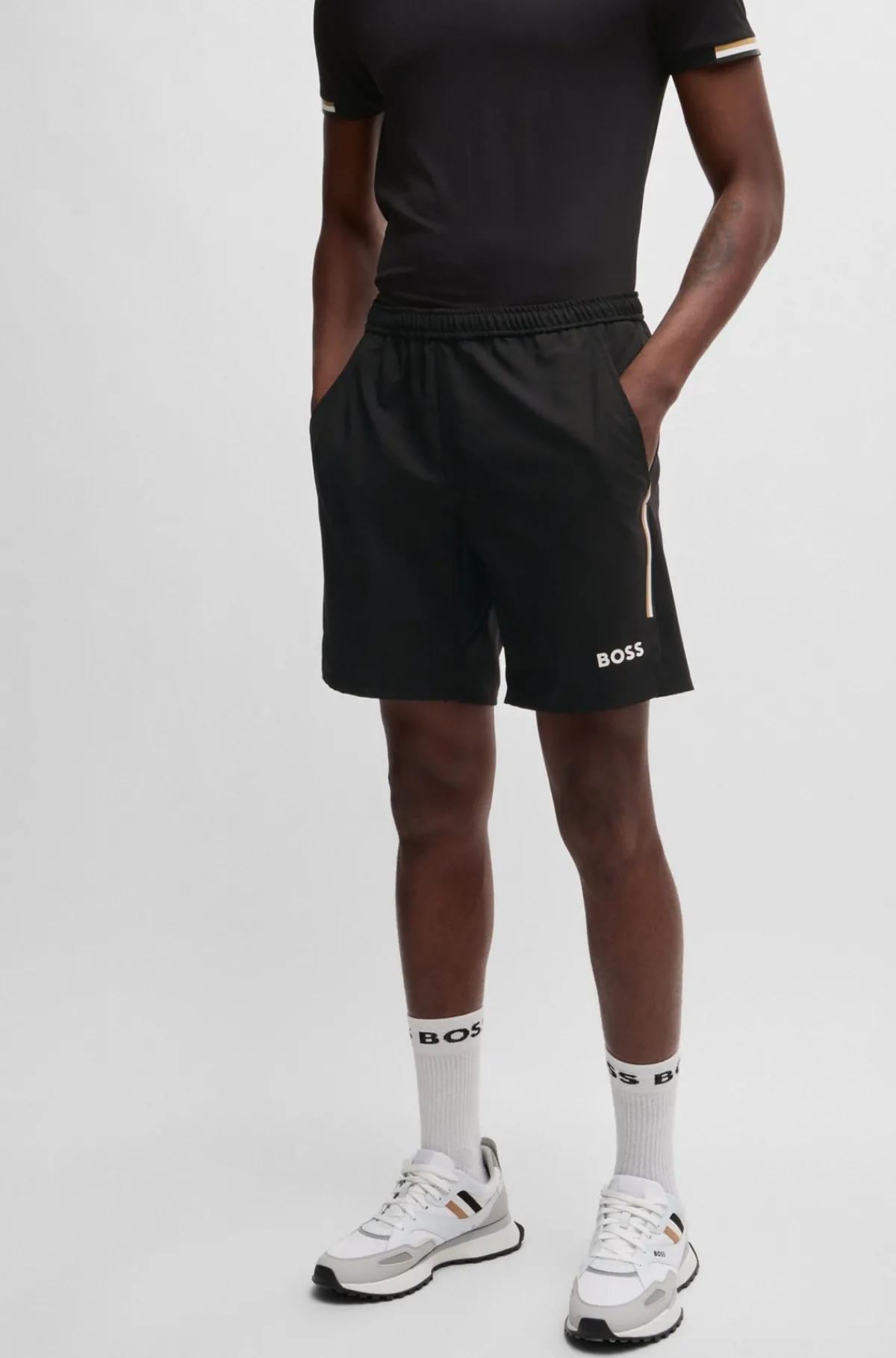 HUGO BOSS BOSS X Matteo Berrettini-tennisshorts Med Firevejsstræk Sort Online