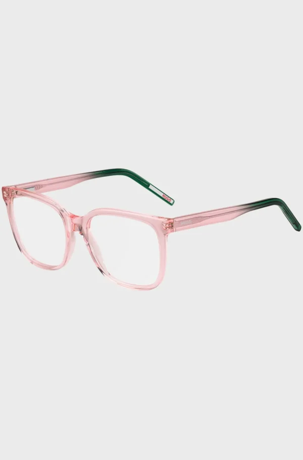 HUGO BOSS Briller Med Styrke I Lyserød Acetat Med Grønne Endespidser Pink Hot