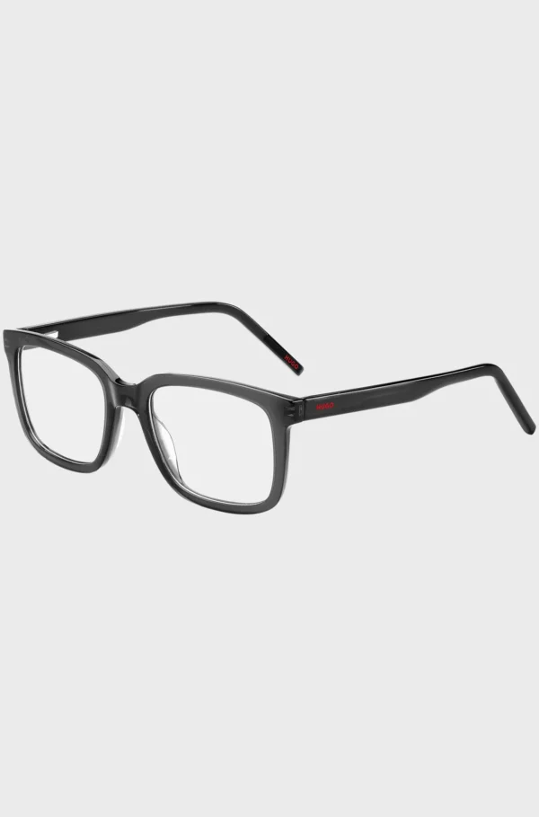 HUGO BOSS Briller Med Styrke I Sort Acetat Med Røde Logoer Grå Best