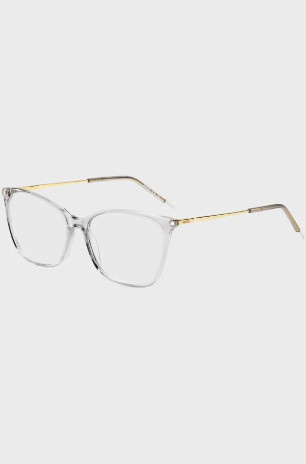 HUGO BOSS Brillestel I t Acetat Med Guldfarvede Stænger Gennemsigtig New